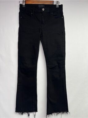 RtA (Road to Awe) Kiki Crop Kick Flare Raw Hem Black Jeans - Size 25